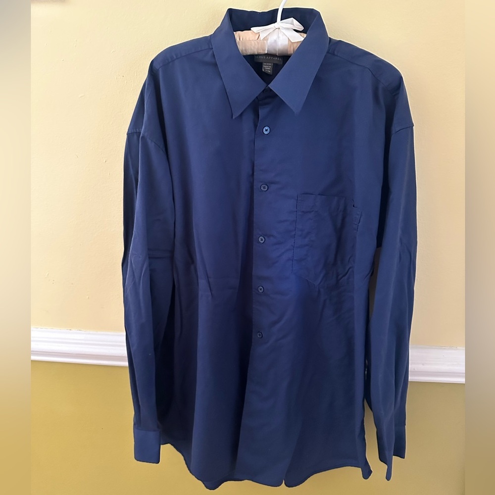 Nexus Wrinkle Resistant Blue Button Down Long Sleeve Dress Shirt Men’s XL Cotton
